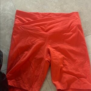 Women's High-Waist Athletic Bike Shorts - Vibrant Red